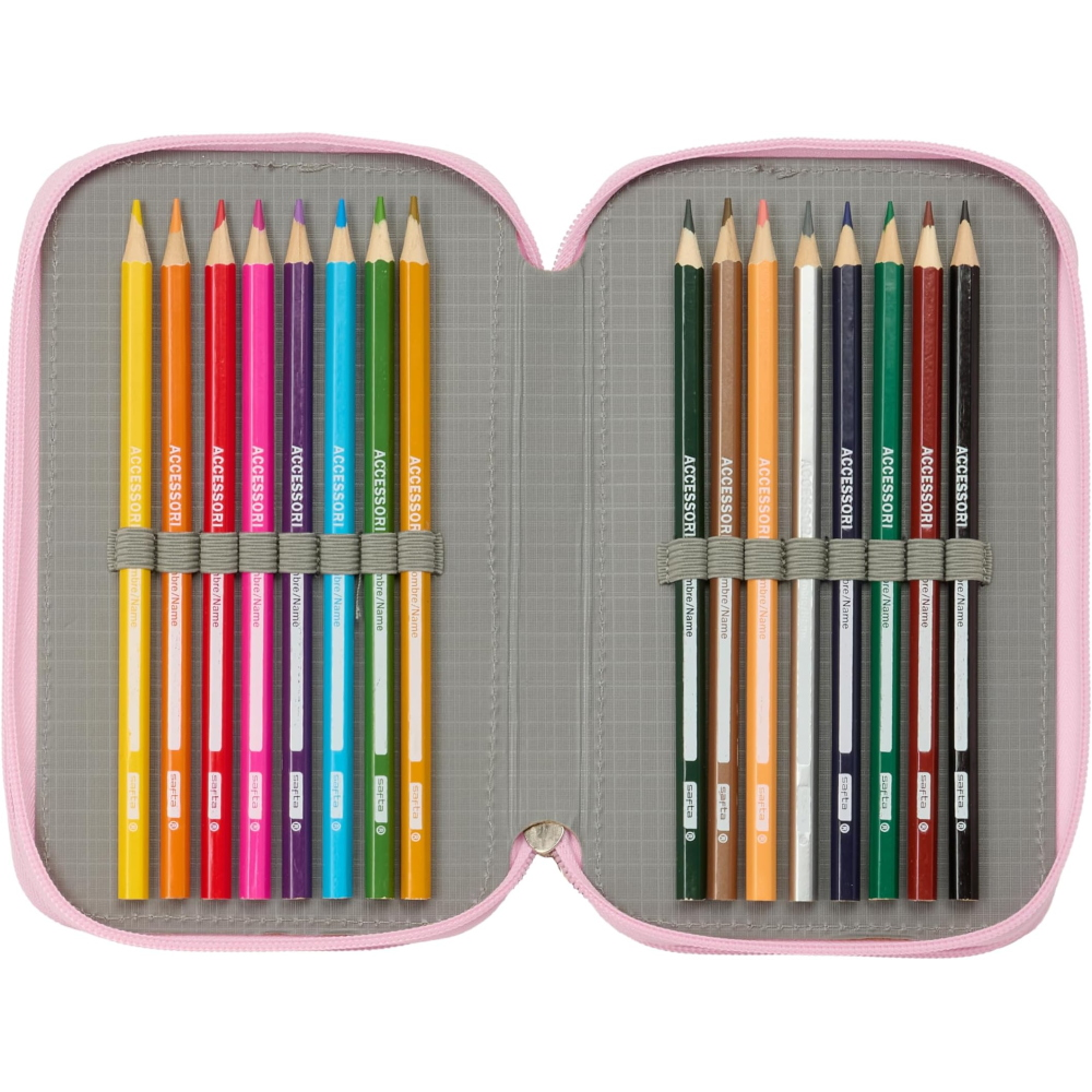 Astuccio 3 Zip Scuola Huntrix Kpop Demon Hunters Multiscomparto Portacolori - 7857