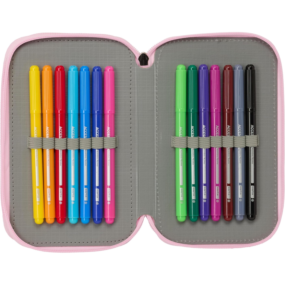 Astuccio 3 Zip Scuola Huntrix Kpop Demon Hunters Multiscomparto Portacolori - 7857