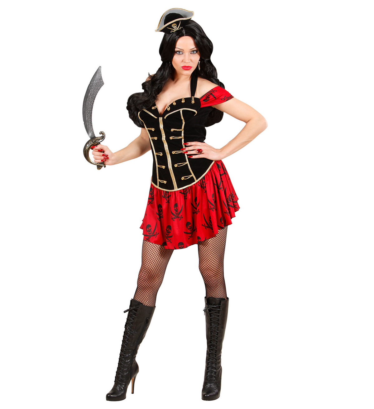Costume Vestito Abito Travestimento Carnevale Halloween Cosplay Donna Adulto - Bucaniera - 7634