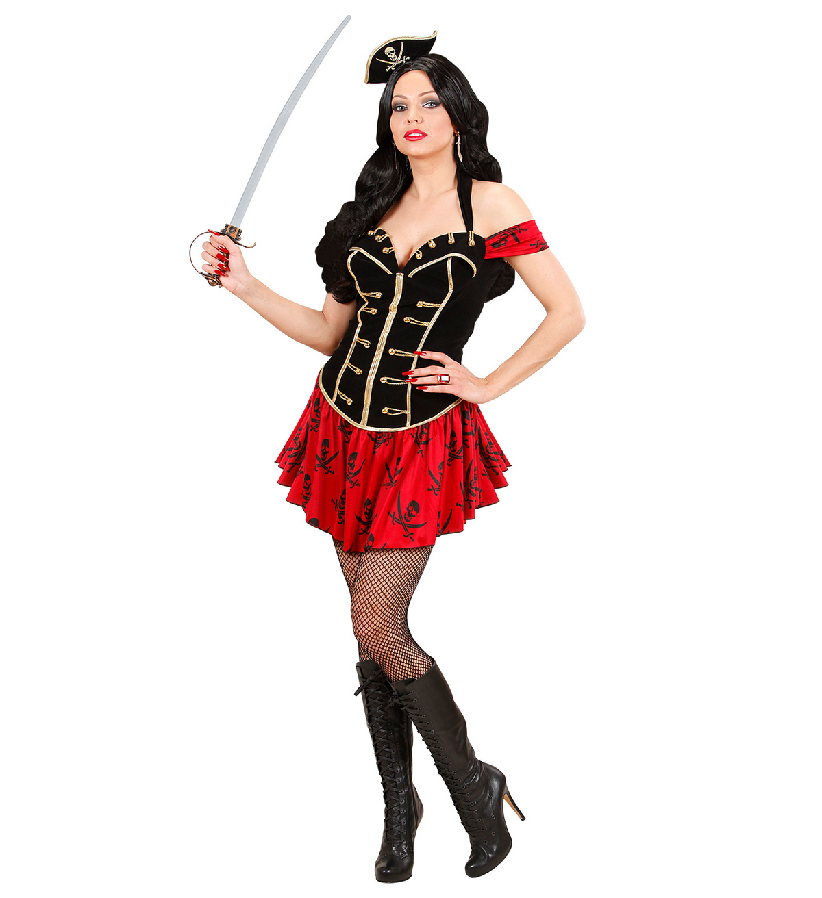Costume Vestito Abito Travestimento Carnevale Halloween Cosplay Donna Adulto - Bucaniera - 7634