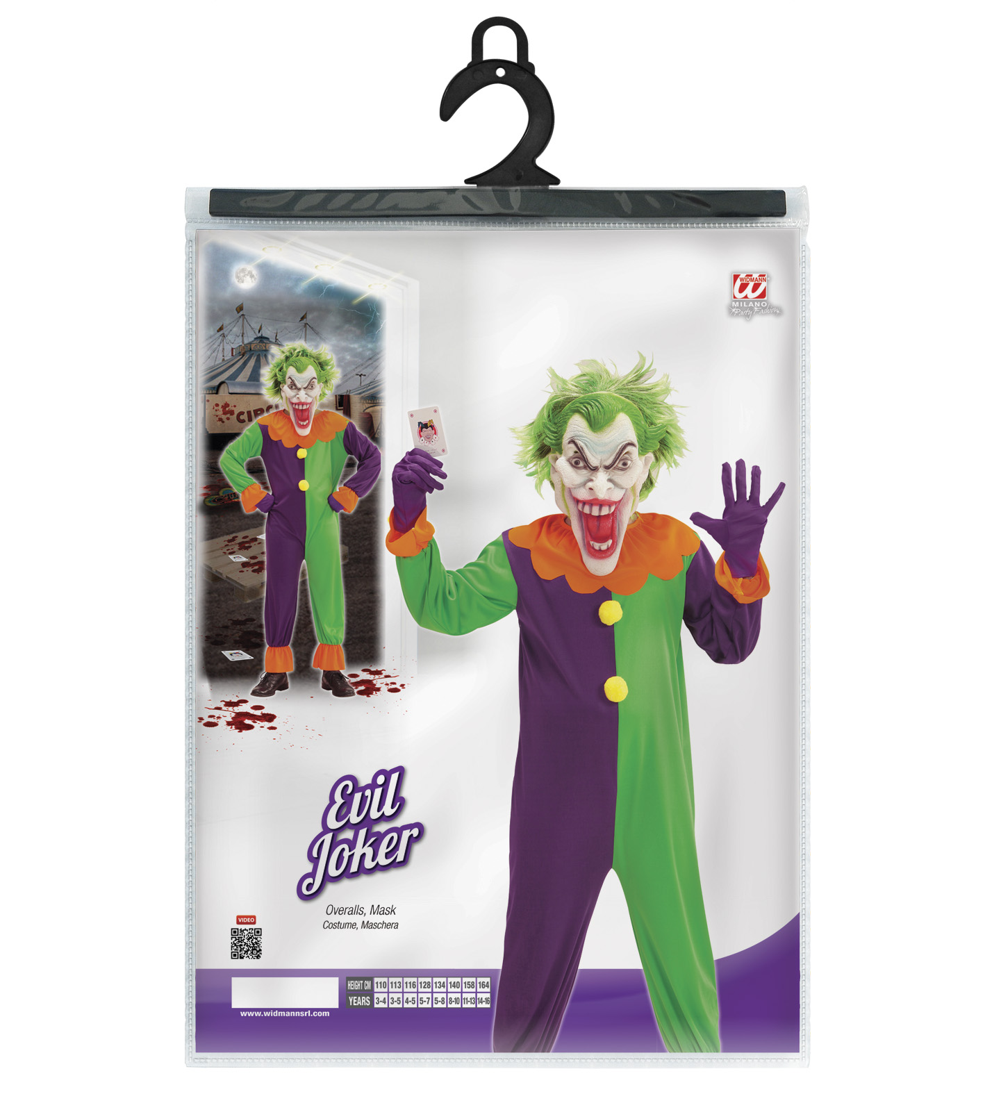 Costume Vestito Abito Travestimento Carnevale Halloween Cosplay Bambino - Evil Joker - 0731