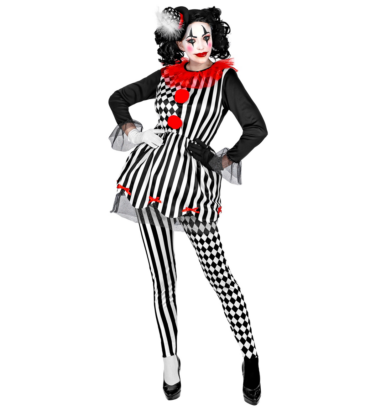 Costume Vestito Abito Travestimento Carnevale Halloween Cosplay Donna Adulto - Arlecchina Horror - 0800