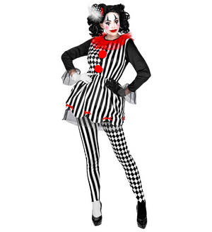 Costume Vestito Abito Travestimento Carnevale Halloween Cosplay Donna Adulto - Arlecchina Horror - 0800