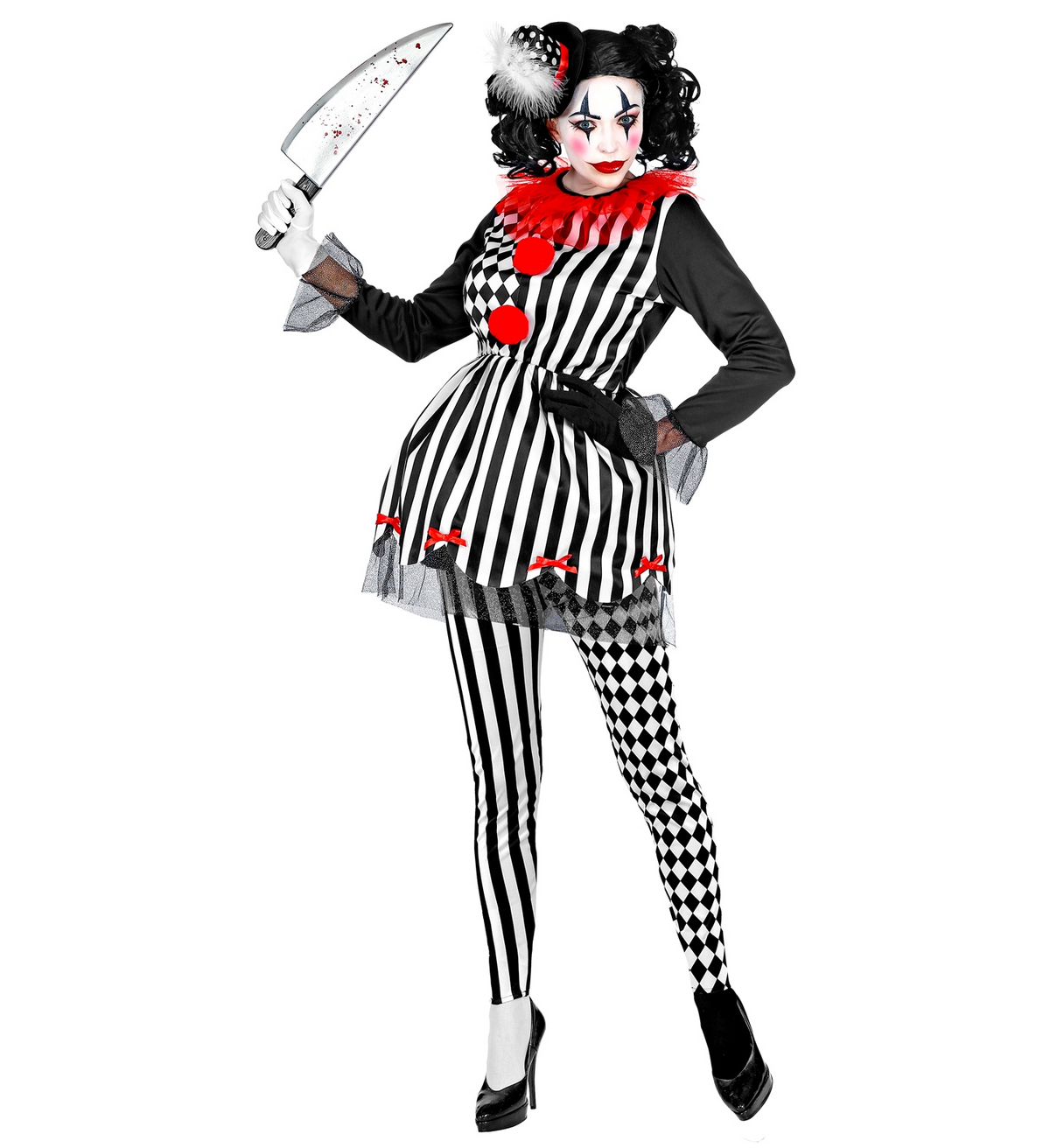 Costume Vestito Abito Travestimento Carnevale Halloween Cosplay Donna Adulto - Arlecchina Horror - 0800