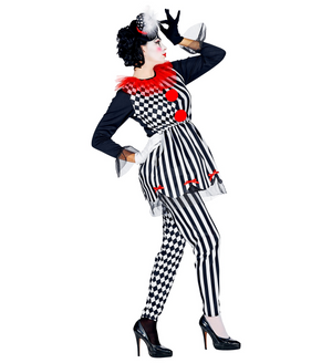 Costume Vestito Abito Travestimento Carnevale Halloween Cosplay Donna Adulto - Arlecchina Horror - 0800