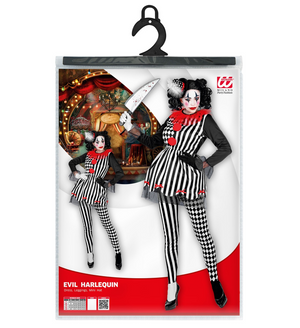 Costume Vestito Abito Travestimento Carnevale Halloween Cosplay Donna Adulto - Arlecchina Horror - 0800