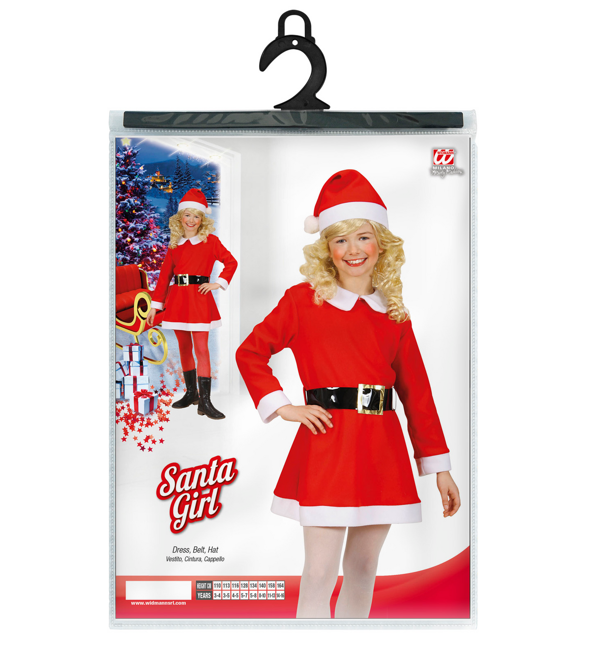 Costume Vestito Abito Travestimento Carnevale Halloween Cosplay Bambina - Miss Santa Babbo Natale - 1490