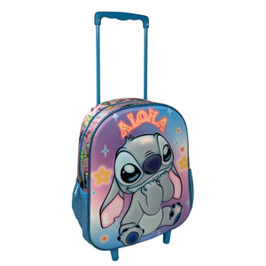 Zaino Asilo Trolley 3d Stitch DISNEY 34 CM con Spallacci e Carrello- 09623