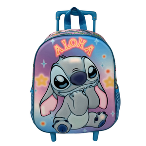 Zaino Asilo Trolley 3d Stitch DISNEY 34 CM con Spallacci e Carrello- 09623