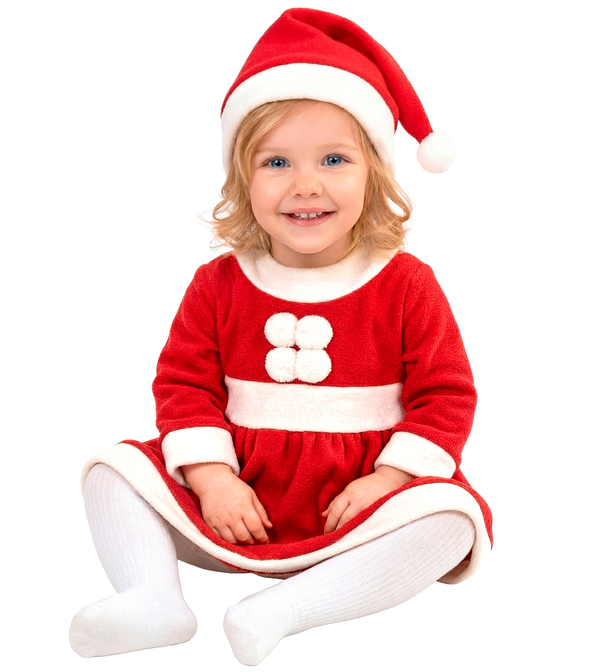 Costume Vestito Abito Travestimento Carnevale Cosplay Miss Santa Natale Bambina 6 Mesi- 3 Anni - 1492