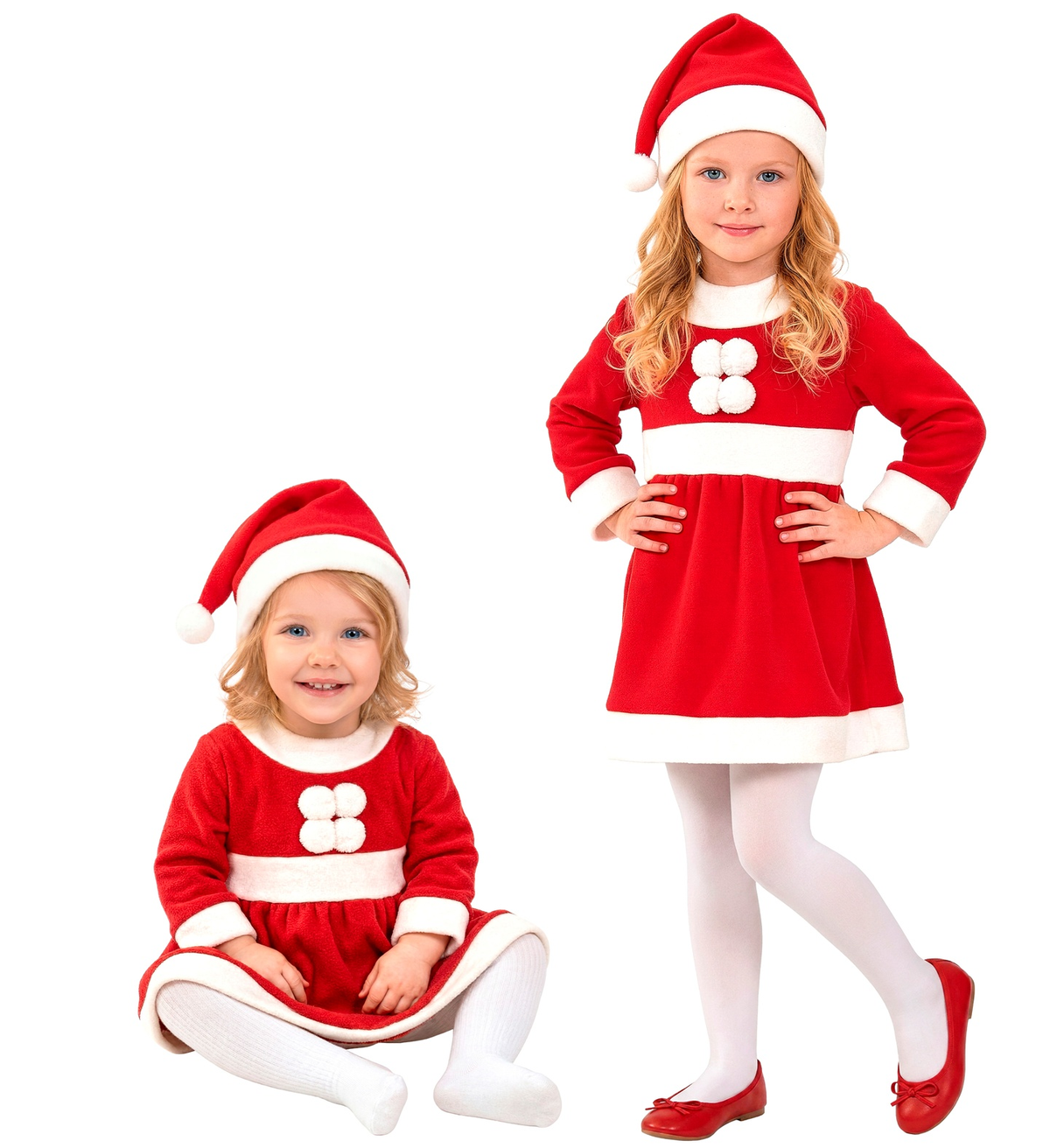 Costume Vestito Abito Travestimento Carnevale Cosplay Miss Santa Natale Bambina 6 Mesi- 3 Anni - 1492
