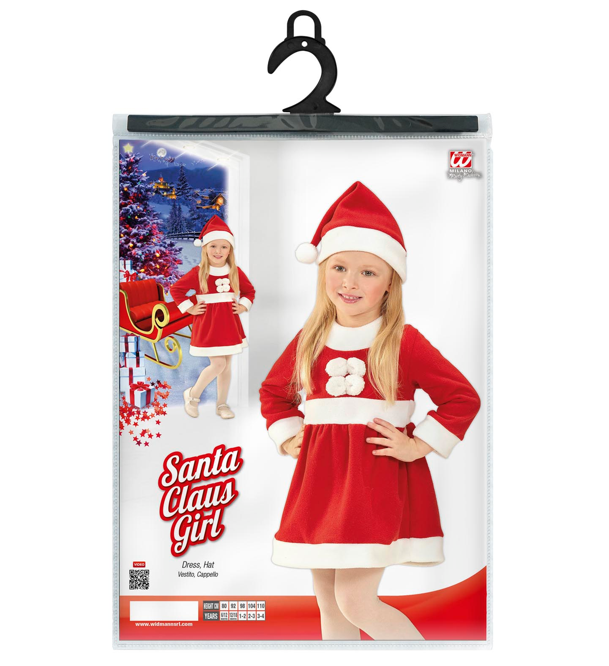 Costume Vestito Abito Travestimento Carnevale Cosplay Miss Santa Natale Bambina 6 Mesi- 3 Anni - 1492