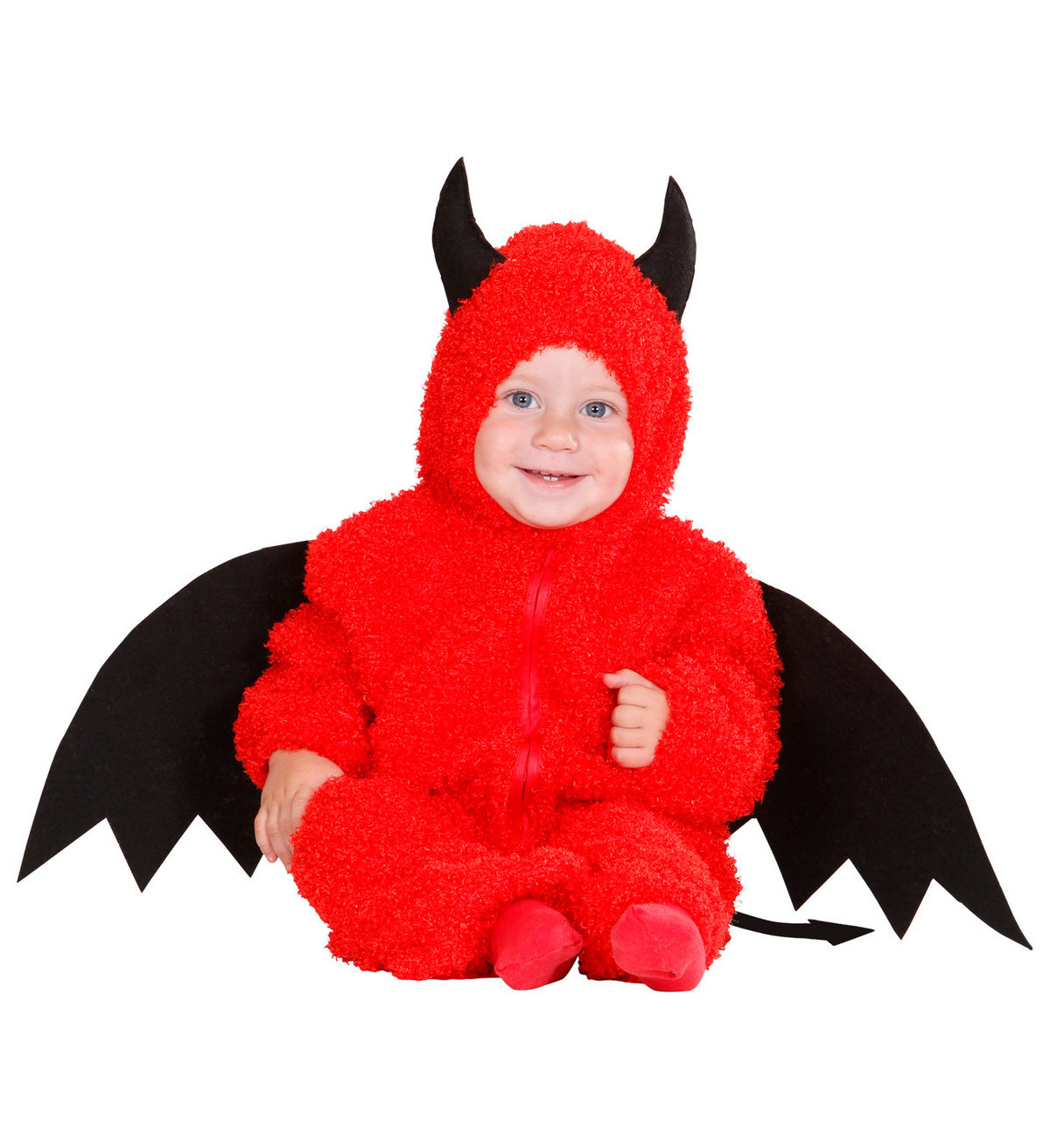 Costume Vestito Abito Travestimento Carnevale Bambino Diavoletto Fuzzy CM 80 e CM 92