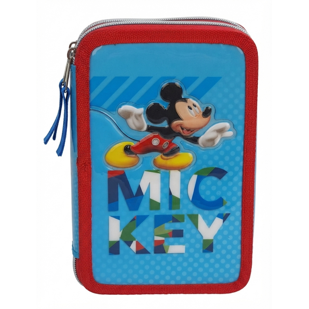 Astuccio Scuola 3d Mickey Mouse DISNEY Topolino Multiscomparto 3 Zip Portacolori Fila Giotto - Mic0632