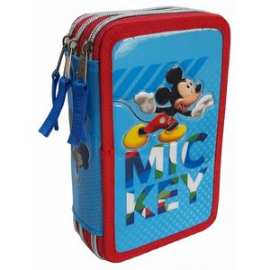 Astuccio Scuola 3d Mickey Mouse DISNEY Topolino Multiscomparto 3 Zip Portacolori Fila Giotto - Mic0632