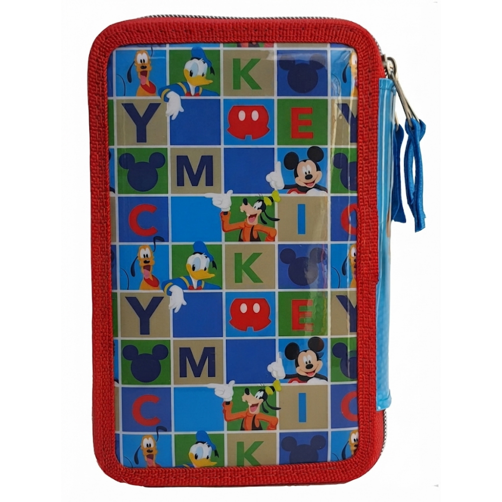 Astuccio Scuola 3d Mickey Mouse DISNEY Topolino Multiscomparto 3 Zip Portacolori Fila Giotto - Mic0632