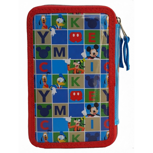 Astuccio Scuola 3d Mickey Mouse DISNEY Topolino Multiscomparto 3 Zip Portacolori Fila Giotto - Mic0632