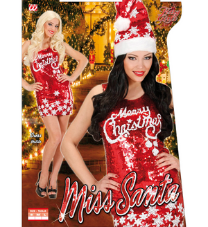 Costume Vestito Abito Travestimento Carnevale Natalizio - Merry Christimas Paillettes - Taglie S-M-L Adulto - 9450