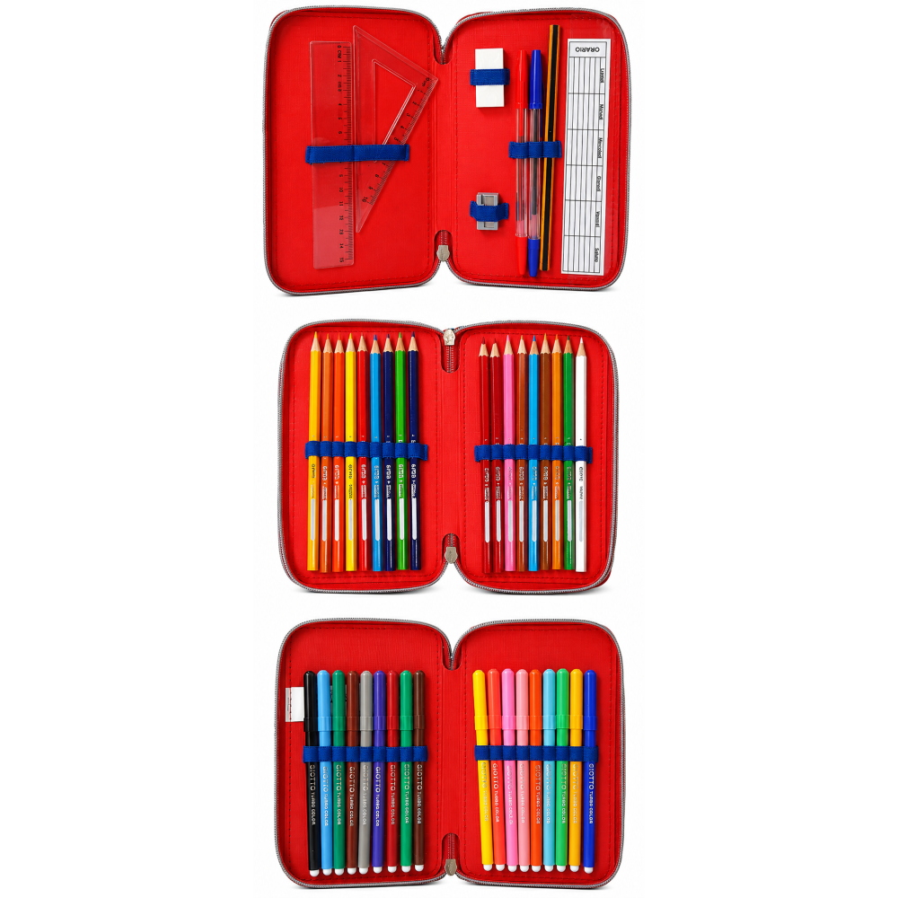 Astuccio Scuola 3d Mickey Mouse DISNEY Topolino Multiscomparto 3 Zip Portacolori Fila Giotto - Mic0632
