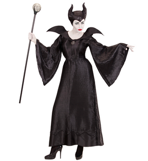 Vestito Carnevale + Accessori Malefica Abito Copricapo e Bastone Magico S/l Travestimento - 0370+52815