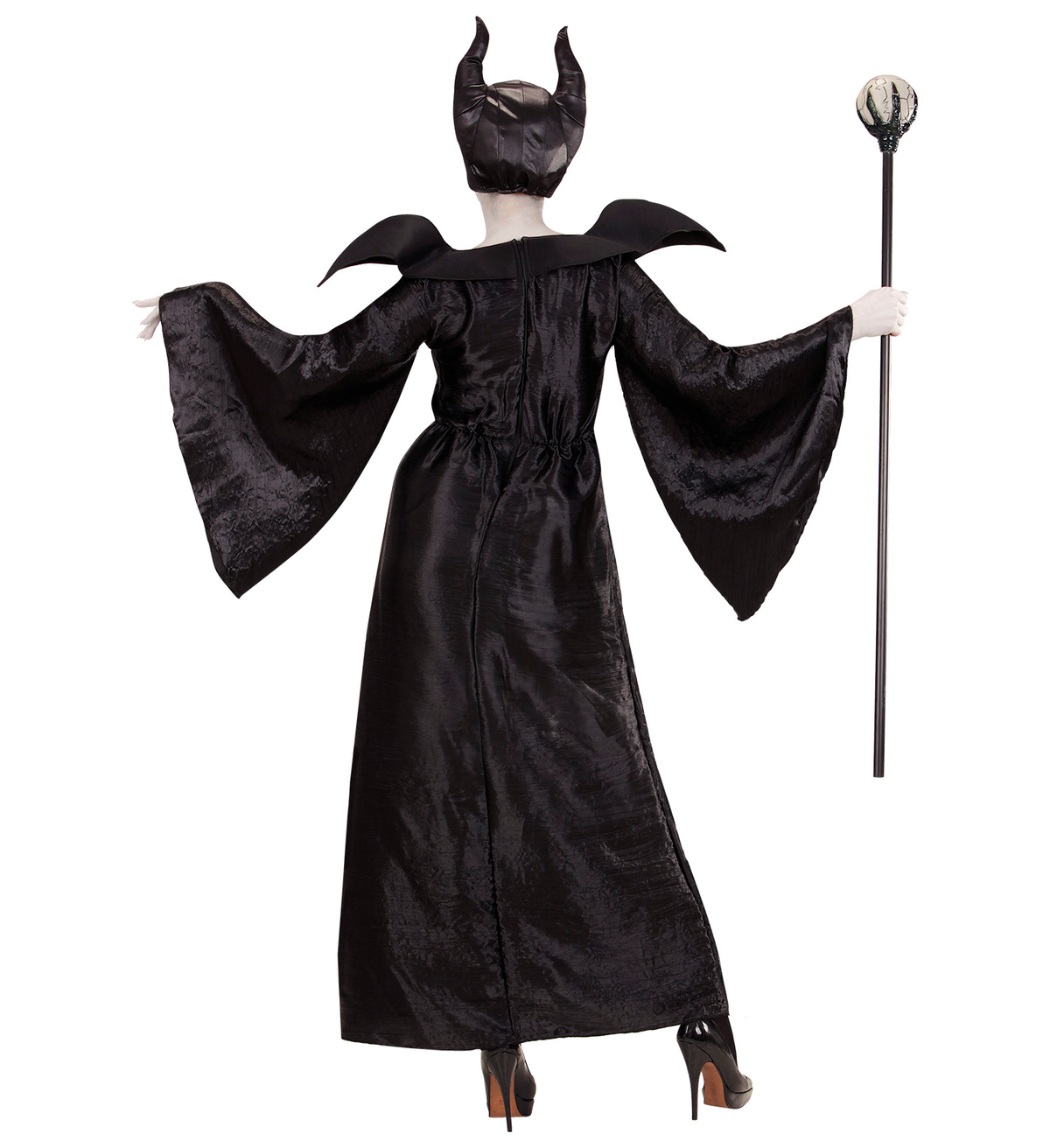 Vestito Carnevale + Accessori Malefica Abito Copricapo e Bastone Magico S/l Travestimento - 0370+52815