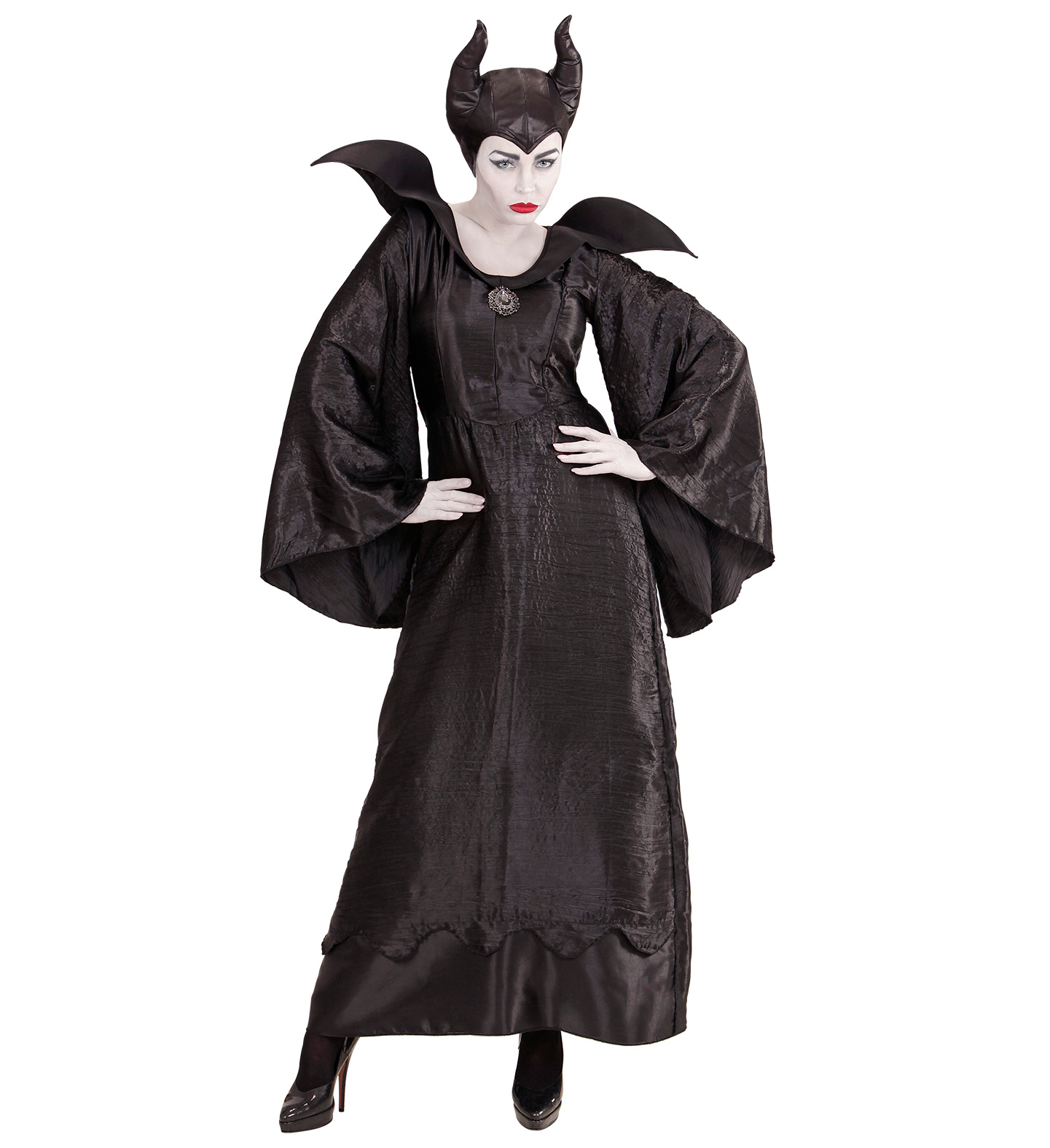 Vestito Carnevale + Accessori Malefica Abito Copricapo e Bastone Magico S/l Travestimento - 0370+52815