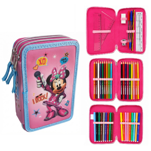 Astuccio Scuola 3d Minnie Mouse DISNEY Multiscomparto 3 Zip Portacolori Fila Giotto - Min0632