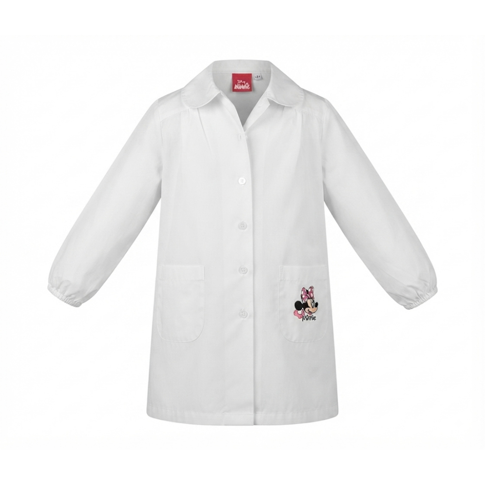 Grembiule Minnie DISNEY Scuola Elementare Ricamato Tinta Unita Cotone - Min0521