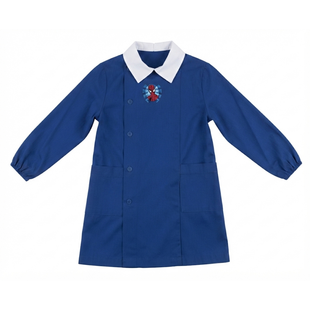 Grembiule Spiderman MARVEL Scuola Elementare Ricamato Tinta Unita Cotone - Spm0505