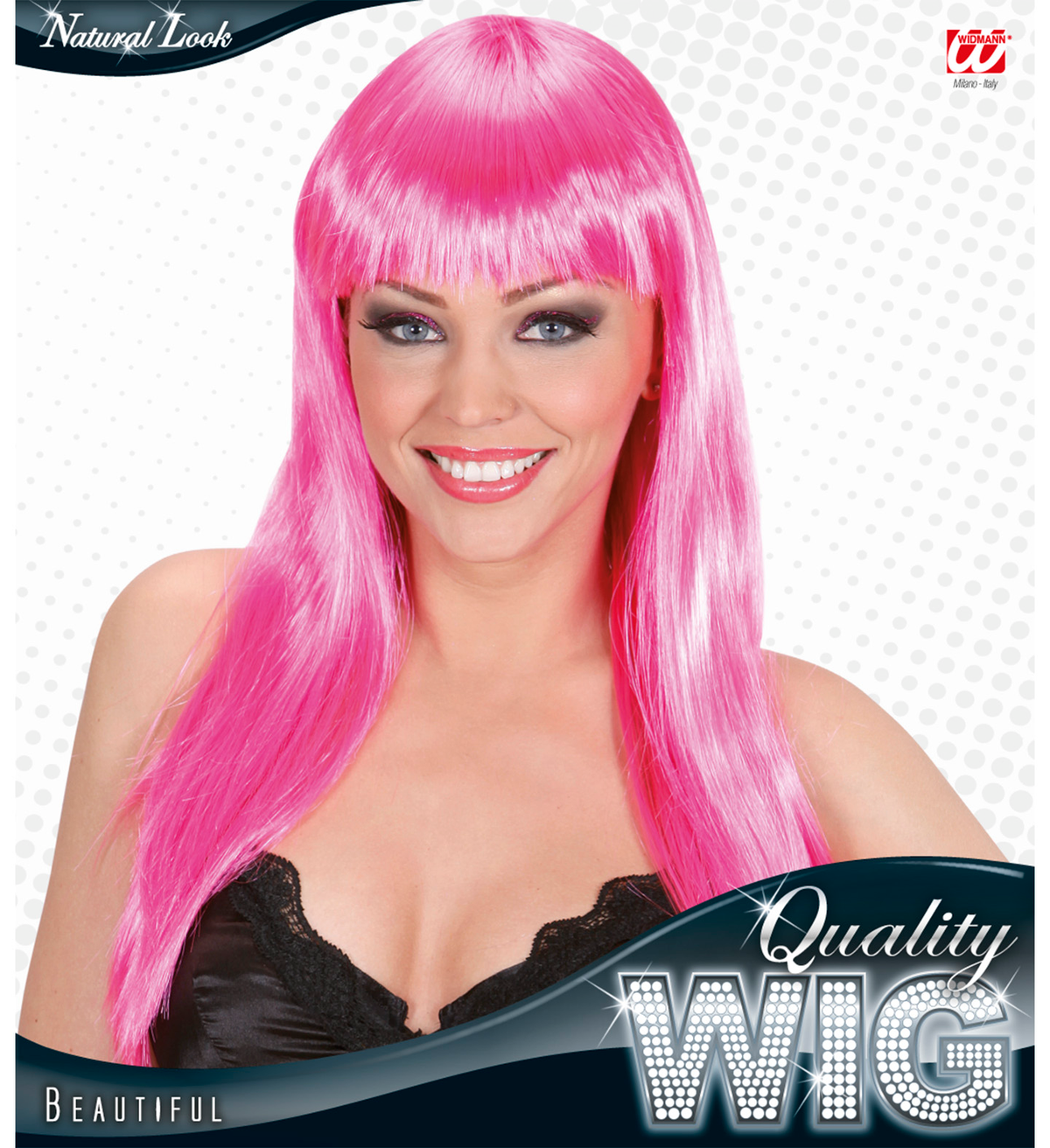 Parrucca Beautiful Fucsia - Accessori per Abito Vestito Travestimento Carnevale  - B0557