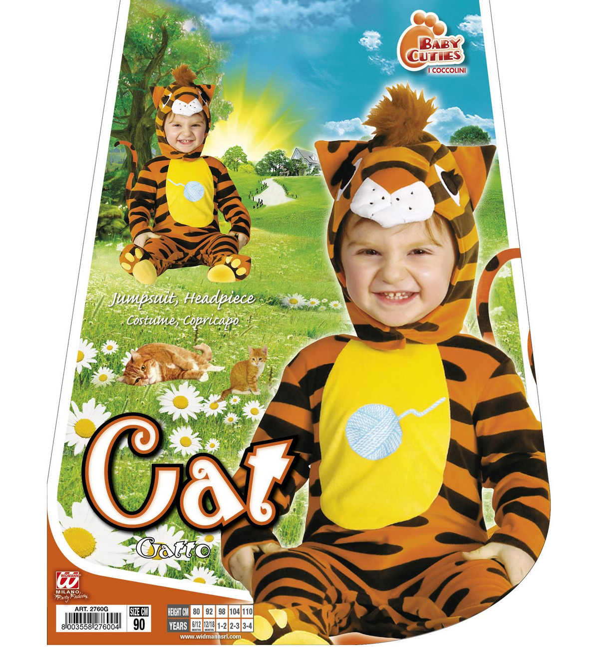 Costume Vestito Abito Travestimento Carnevale Bambino Gatto 12/18 Mesi Cm. 92