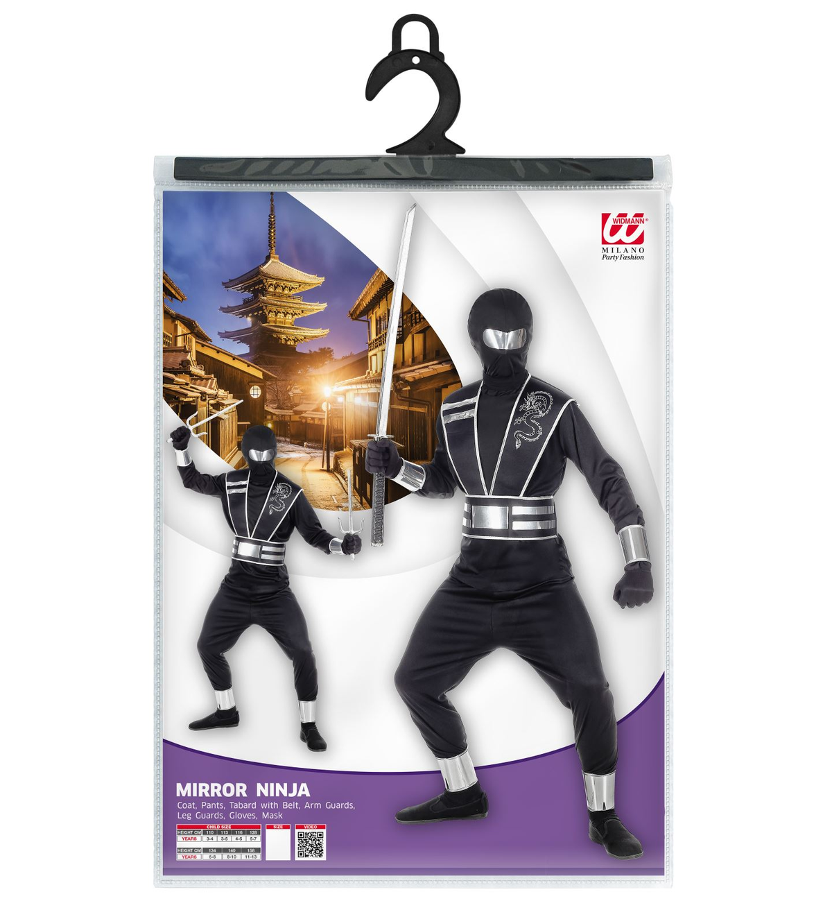 Vestito Carnevale + Accessori Mirror Ninja Costume Spada Sai 5/7 Anni Travestimento - 0011+8711s
