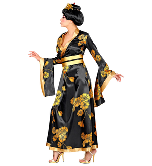Vestito Carnevale + Accessori Geisha Kimono Parrucca Travestimento Donna S