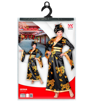 Vestito Carnevale + Accessori Geisha Kimono Parrucca Travestimento Donna M