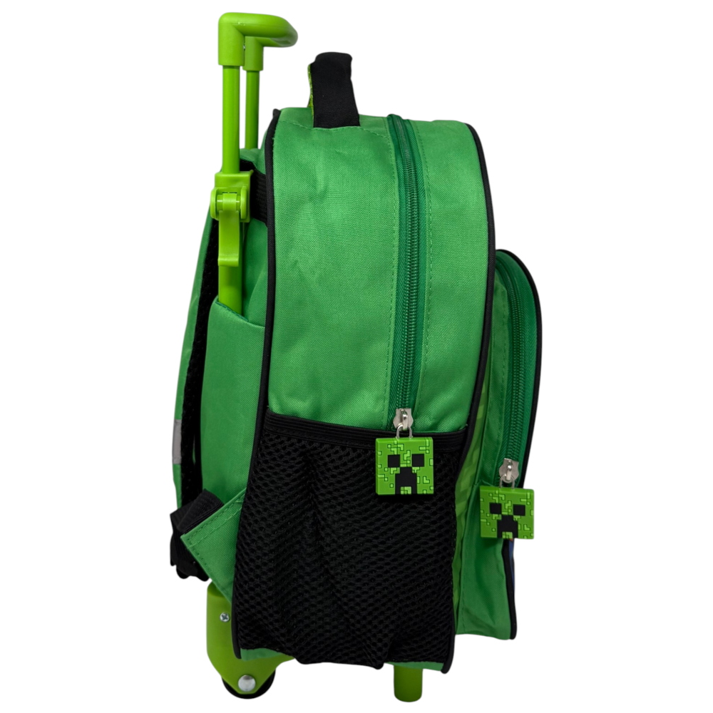 Zaino Asilo Trolley Minecraft con Tasca Frontale 30 Cm. Manico Allungabile - Fu5316