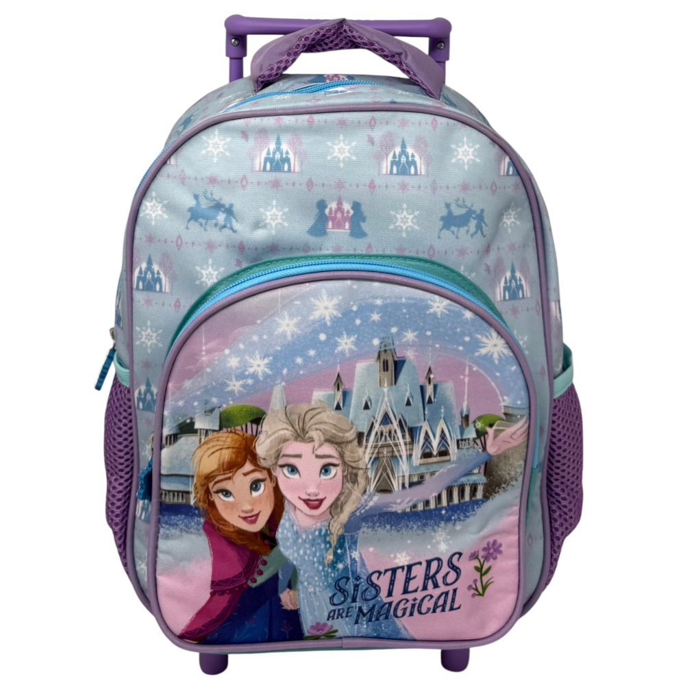 Zaino Asilo Trolley Frozen DISNEY con Tasca Frontale 30 Cm. Manico Allungabile - Sf5323