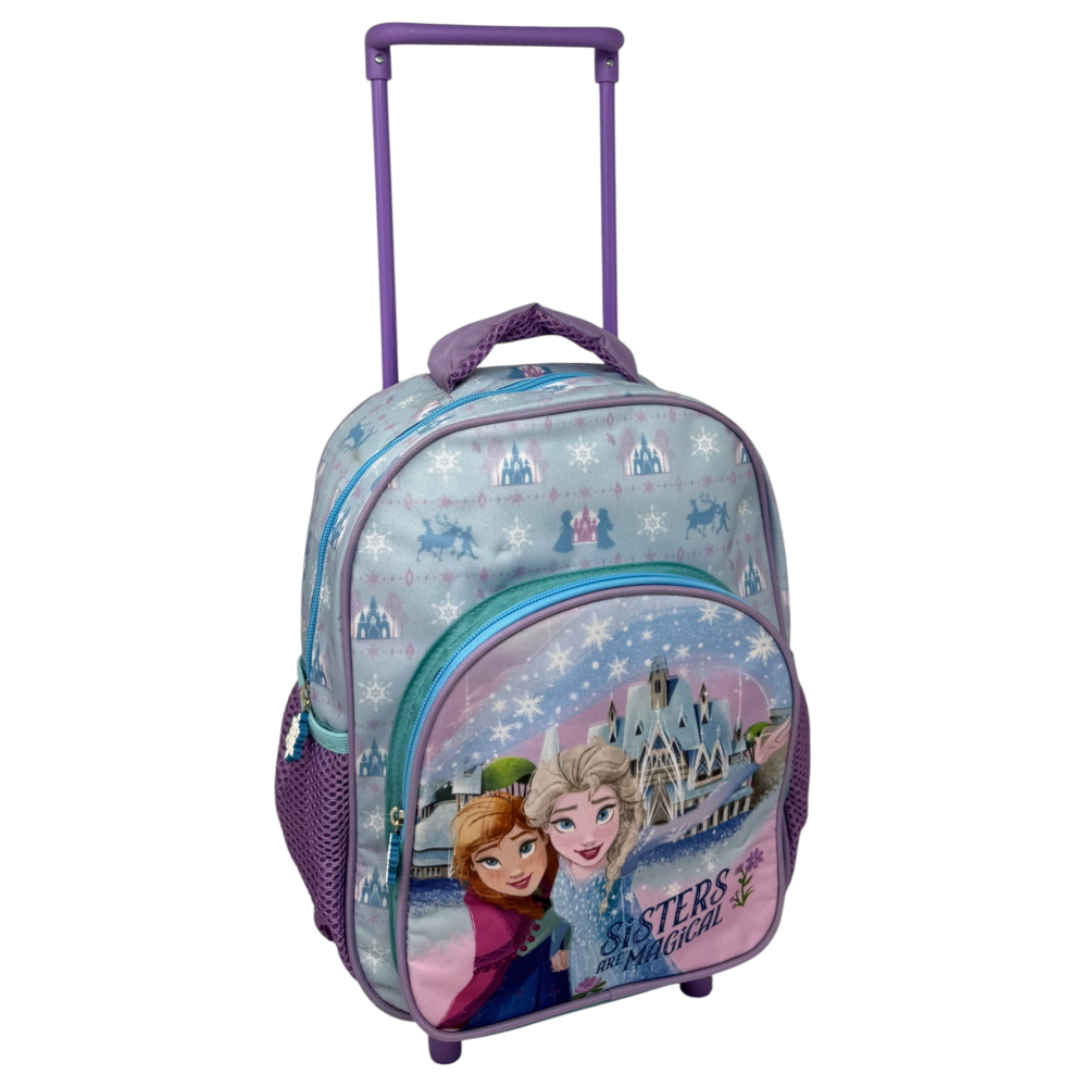 Zaino Asilo Trolley Frozen DISNEY con Tasca Frontale 30 Cm. Manico Allungabile - Sf5323