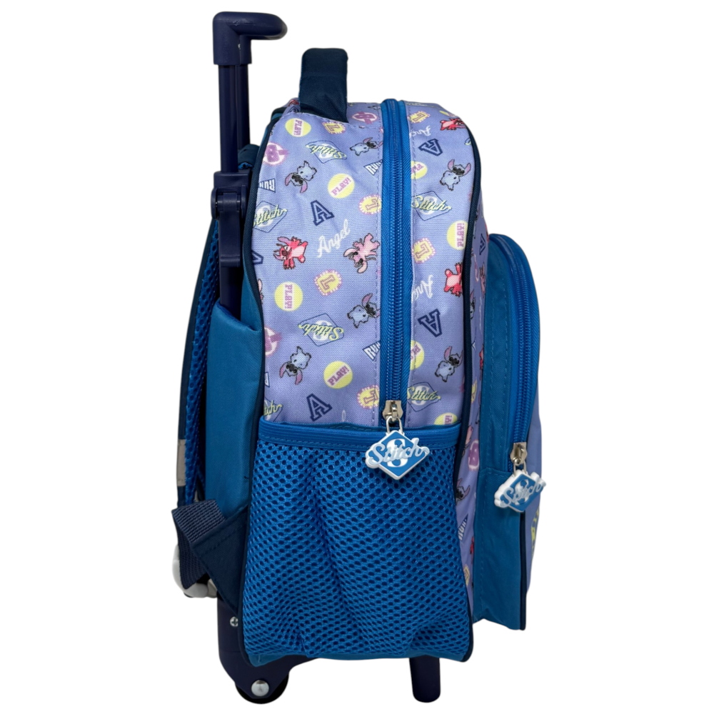 Zaino Asilo Trolley Stitch DISNEY con Tasca Frontale 30 Cm. Manico Allungabile - Sf5293