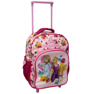 Zaino Asilo Trolley Principesse DISNEY con Tasca Frontale 30 Cm. Manico Allungabile - Sf5347