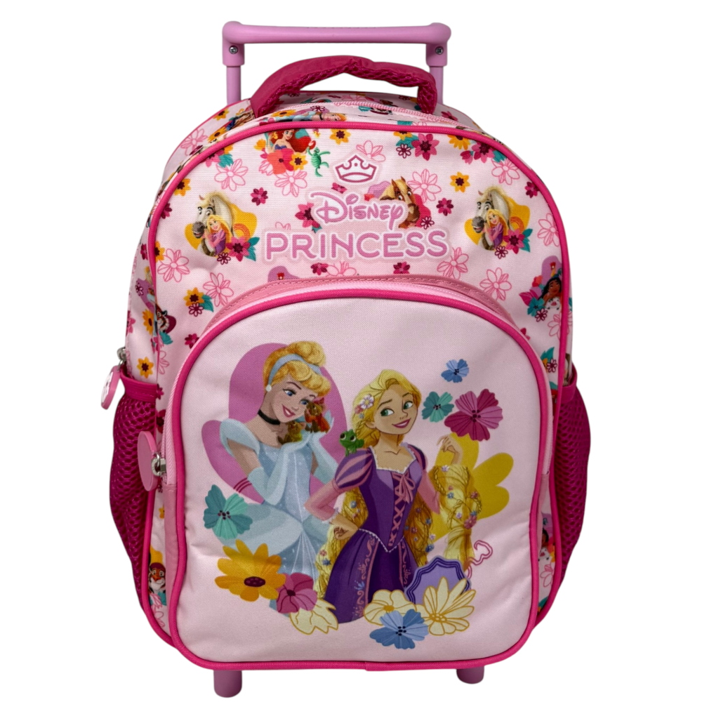 Zaino Asilo Trolley Principesse DISNEY con Tasca Frontale 30 Cm. Manico Allungabile - Sf5347