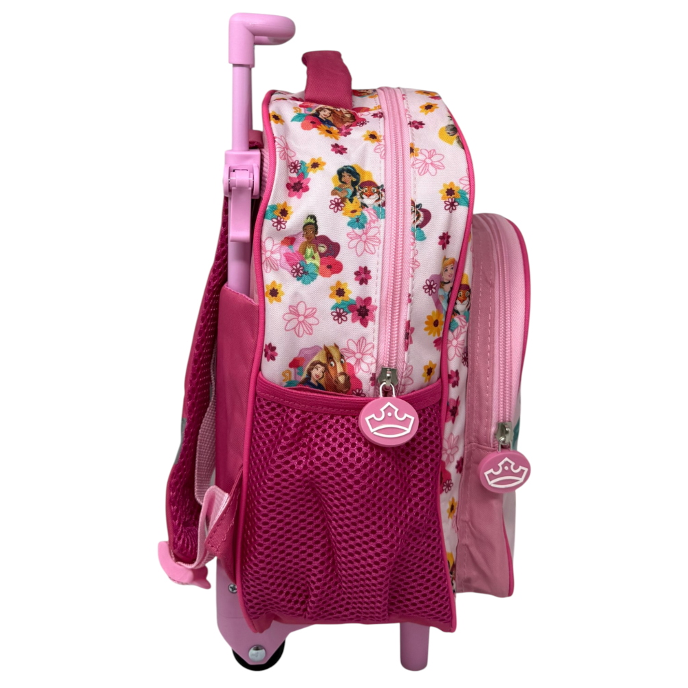 Zaino Asilo Trolley Principesse DISNEY con Tasca Frontale 30 Cm. Manico Allungabile - Sf5347