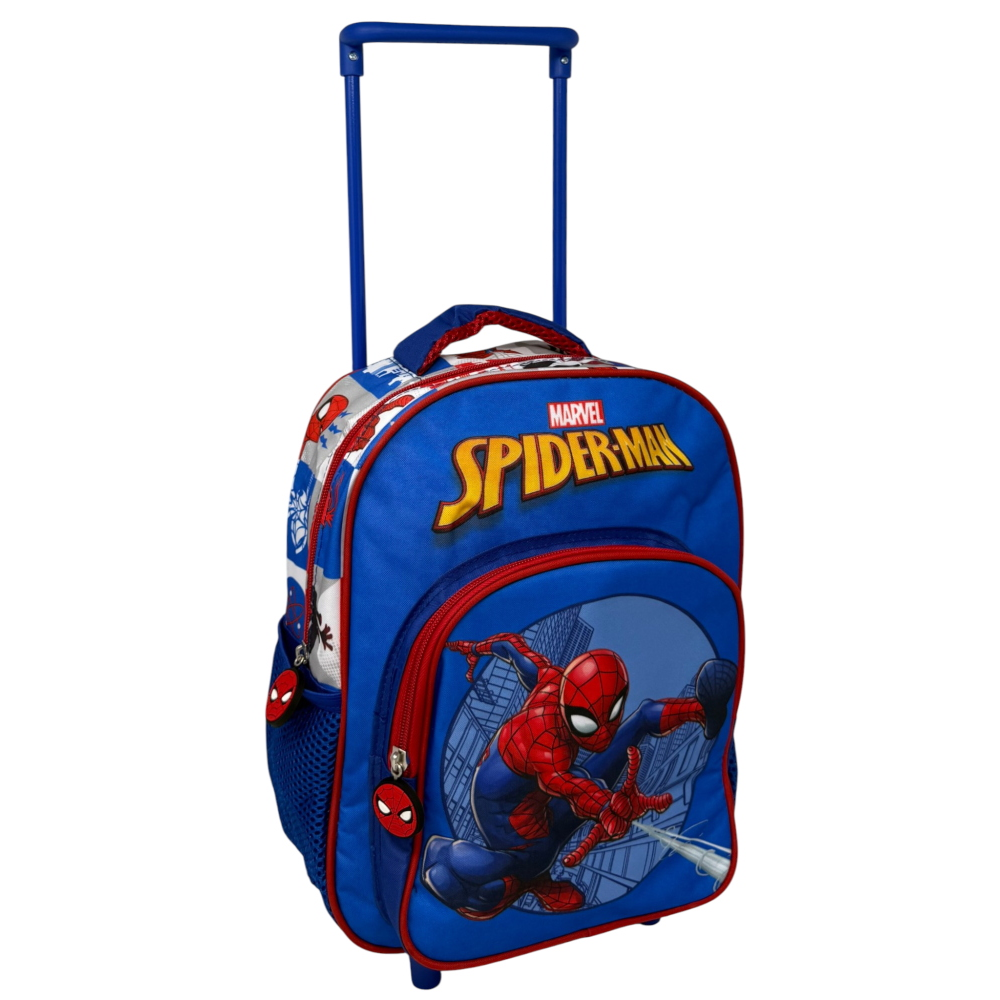 Zaino Asilo Trolley Spiderman MARVEL con Tasca Frontale 30 Cm. Manico Allungabile - Sf4302