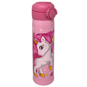 Borraccia Termica Unicorno in Acciaio Inox Apertura Pop-Up con Cannuccia 500 Ml - 40795851
