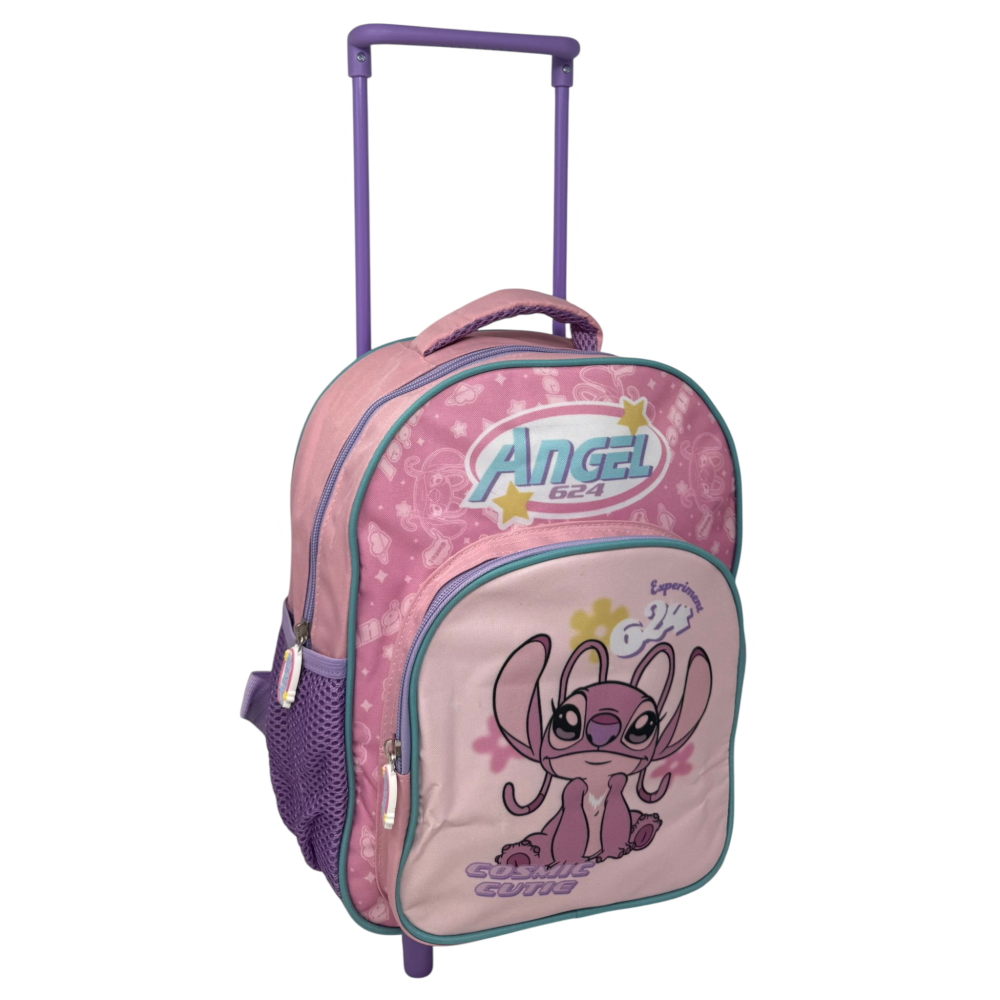 Zaino Asilo Trolley Angel DISNEY con Tasca Frontale 30 Cm. Manico Allungabile - Sf4319