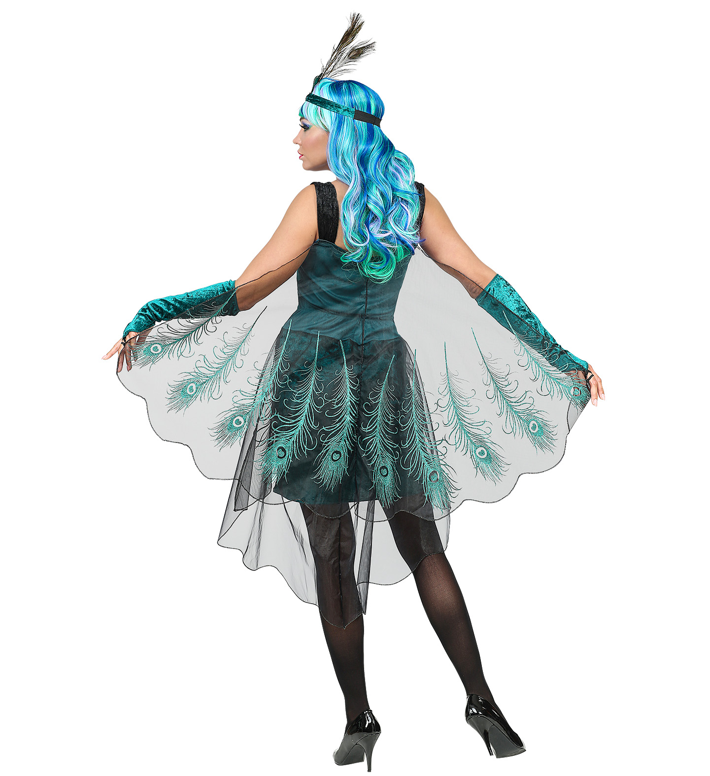 Costume Vestito Abito Travestimento Carnevale Cosplay Adulto Donna - Pavone - 0806