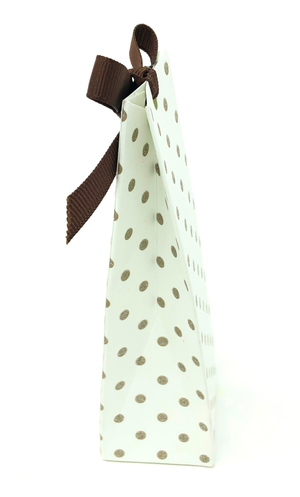 Bomboniera Astuccio Piramide Pois Oro Scatolina Kit 10 Pezzi Senza Confetti