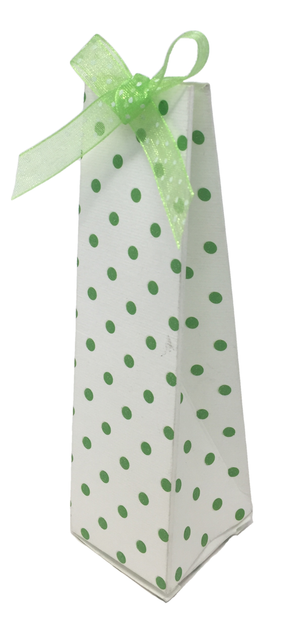 Bomboniera Astuccio Piramide Pois Verdi Scatolina Kit 10 Pezzi Senza Confetti
