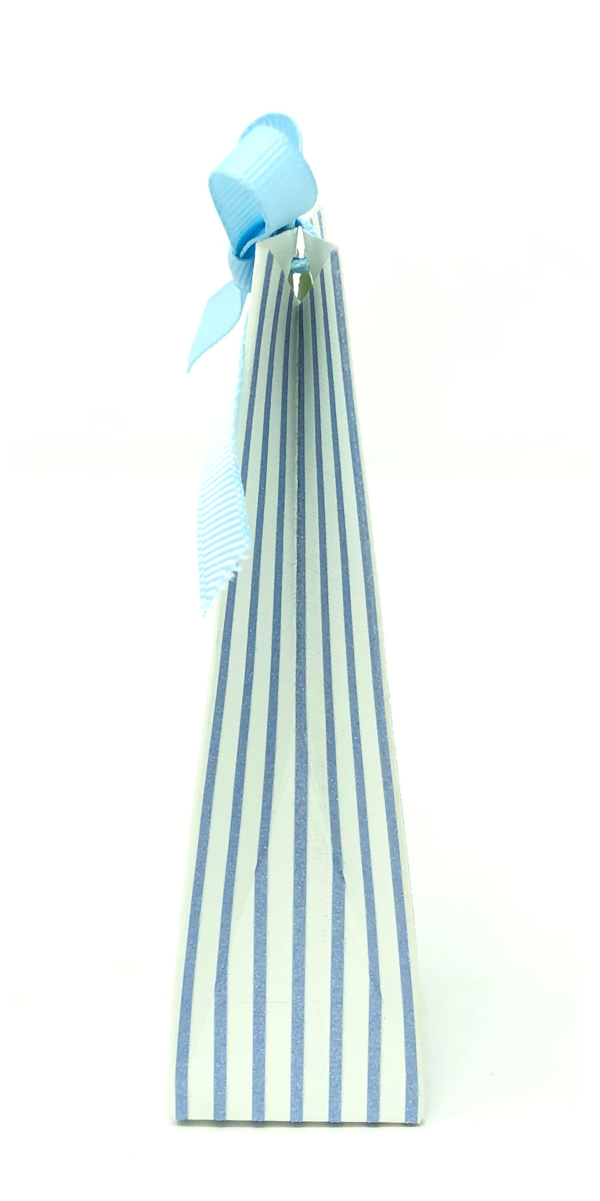 Bomboniera Astuccio Piramide Righe Celesti Scatolina Kit 10 Pezzi Senza Confetti