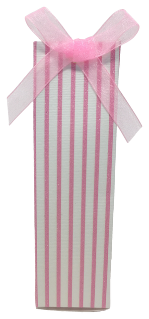Bomboniera Astuccio Piramide Righe Rosa Scatolina Kit 10 Pezzi Senza Confetti