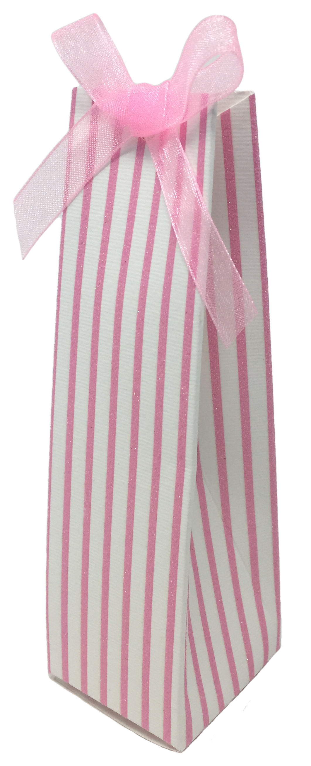 Bomboniera Astuccio Piramide Righe Rosa Scatolina Kit 10 Pezzi Senza Confetti